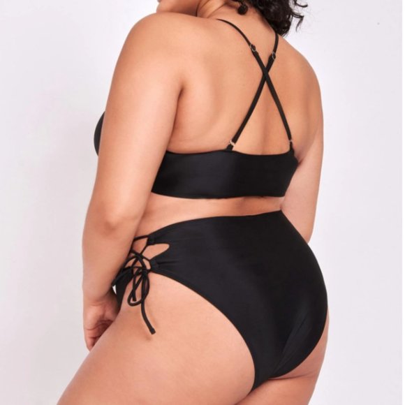 Side Drawstring Cut-Out Bikini Swimsuit – Plus – 1X & 2X - Picture 2 of 5